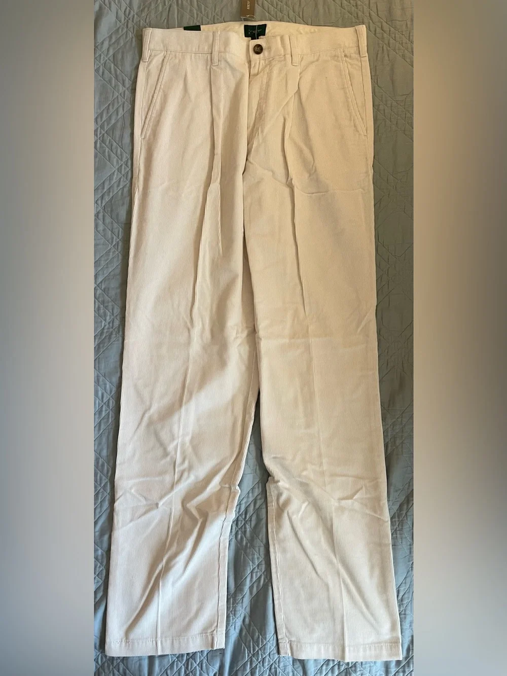 J. CREW Classic-fit pleated 14-wale corduroy trouser in Ivory Size 32 NWT CO455